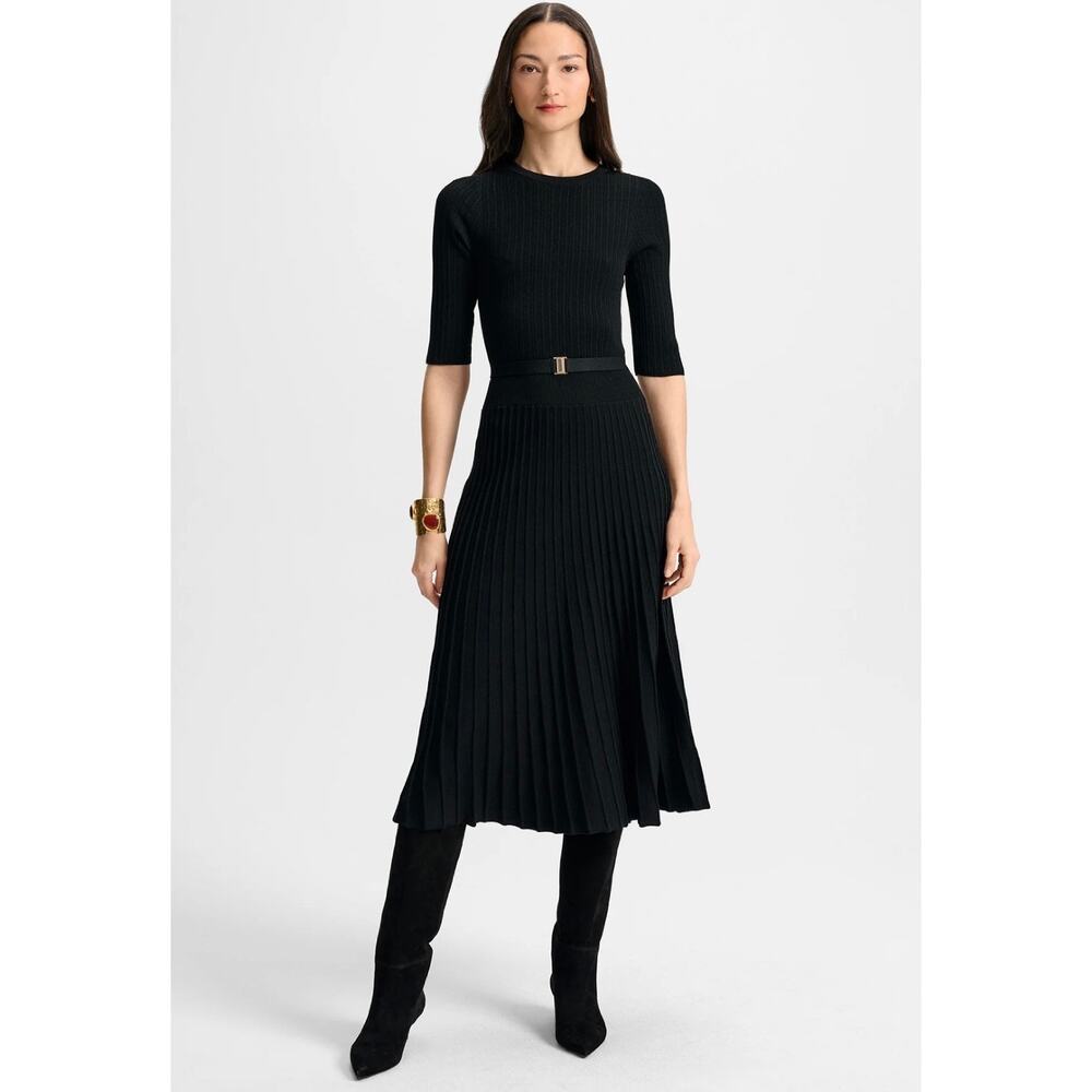 NEW Veronica Beard Elthea Knit Dress Black Belted Size Medium - Picture 4 of 8